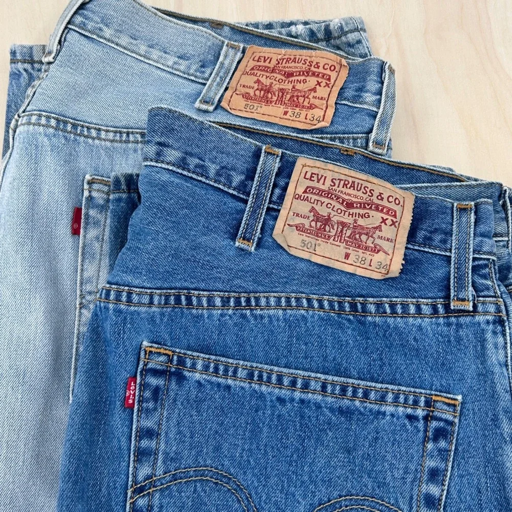 Mens Vtg 2000s 501 Straight Leg Jeans Button Fly Blue Denim Levis 38x34 Lot Of 2